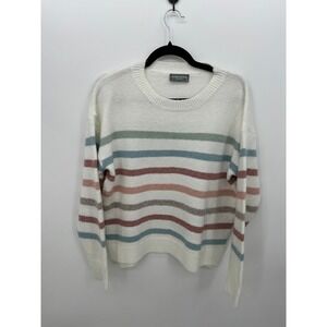 Sweet Lovely by Jen Womens Small Striped Soft Knit Crewneck Sweater Pastel Cozy